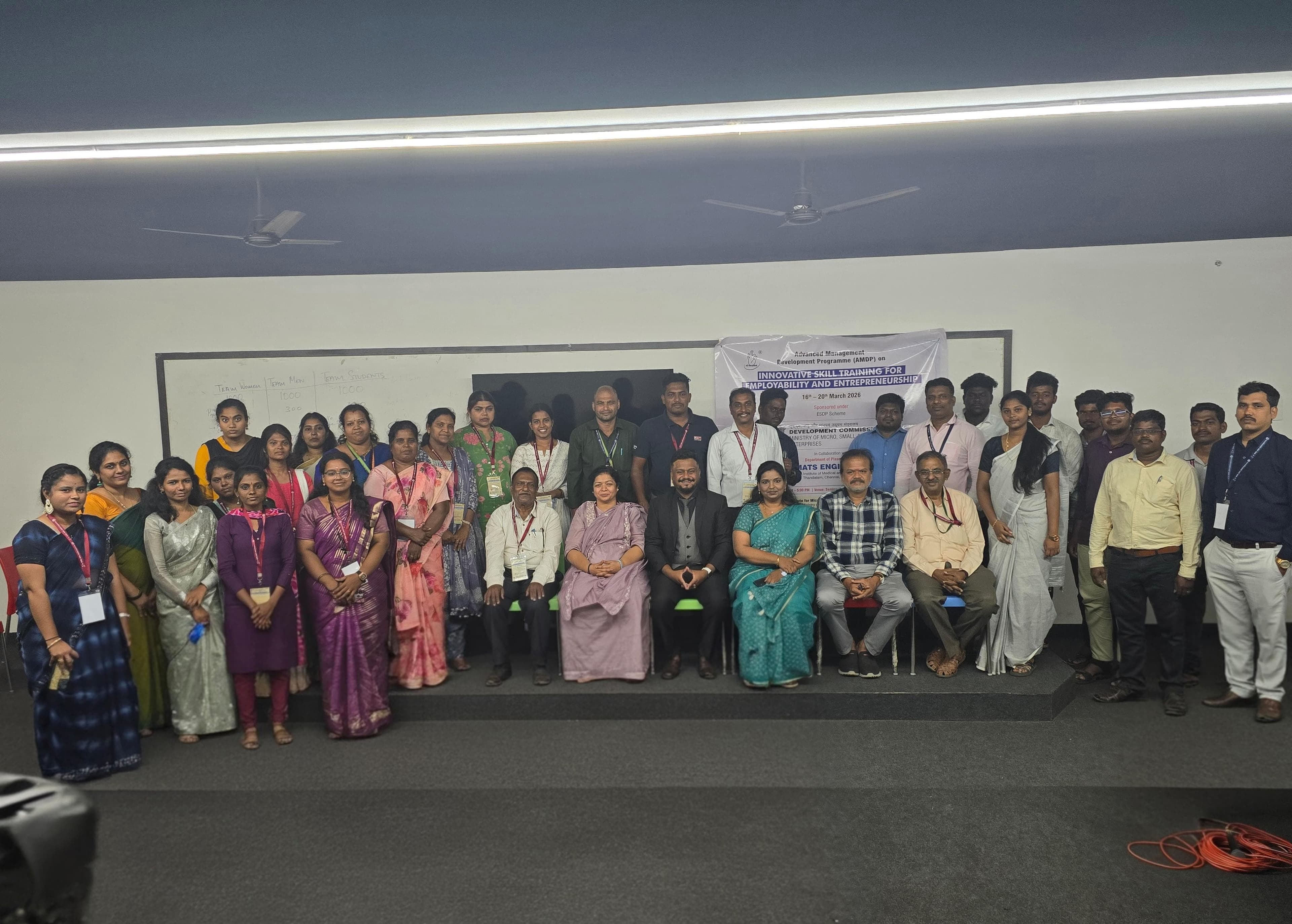 Large group photo at an Advanced Management Development Programme on entrepreneurship and employability skills
