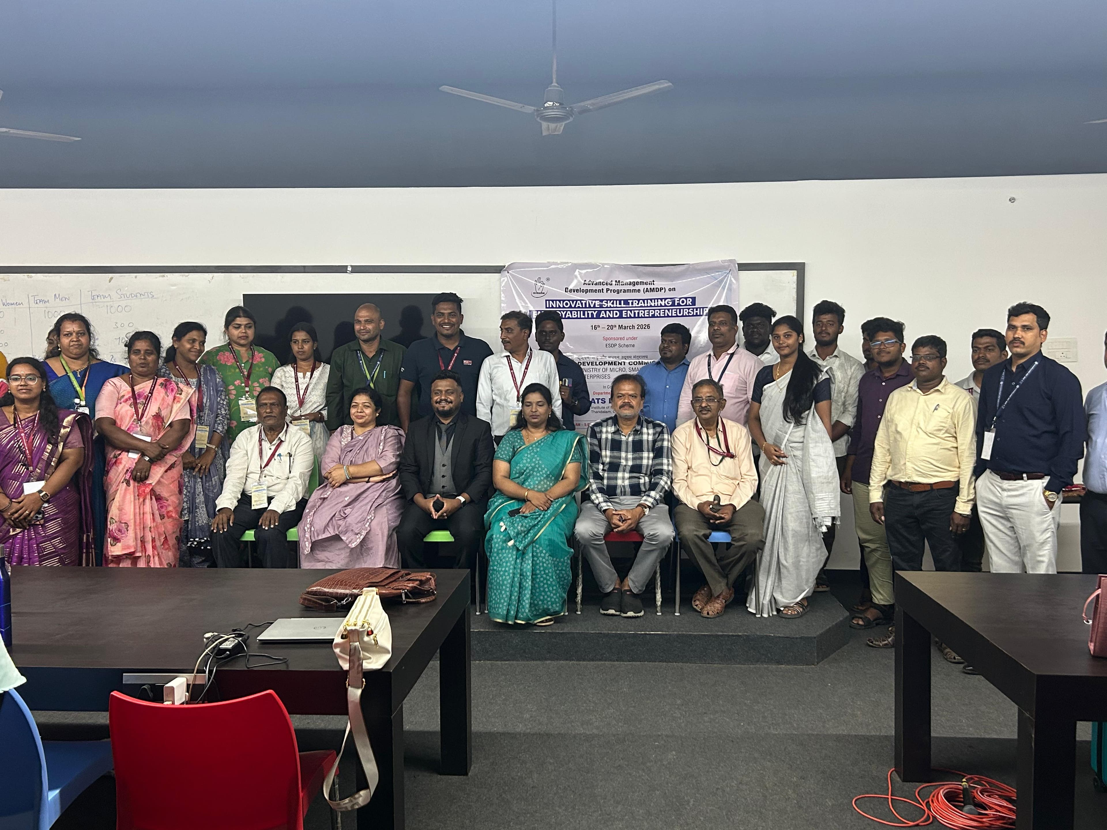 Large group photo at an Advanced Management Development Programme on entrepreneurship and employability skills