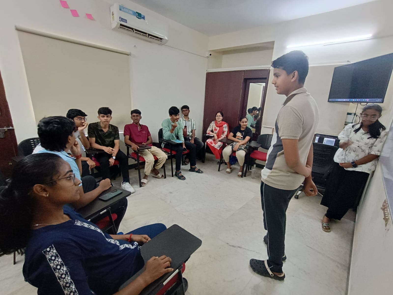 Participants in an interactive group activity during a youth workshop